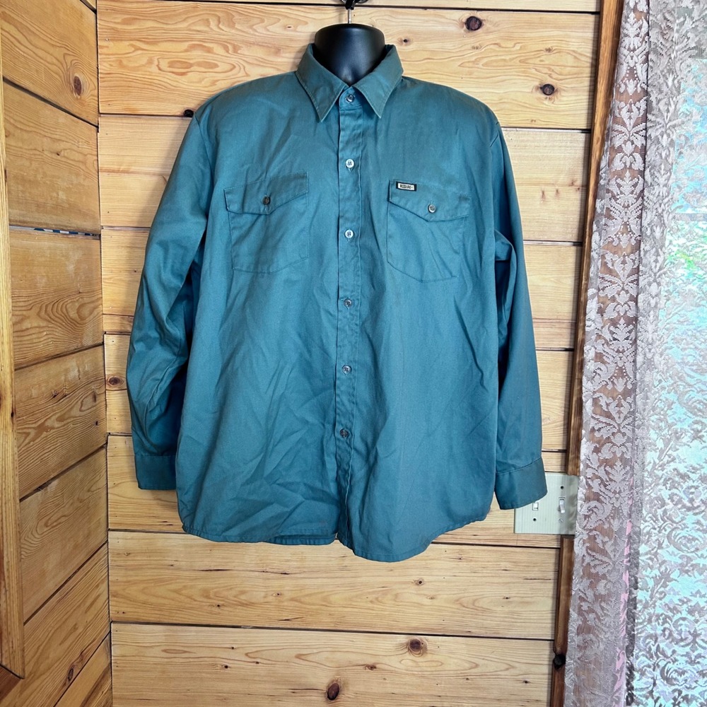 Vintage Pathfinder Shirt Mens Large XL Teal Green Western Utility Kodiak